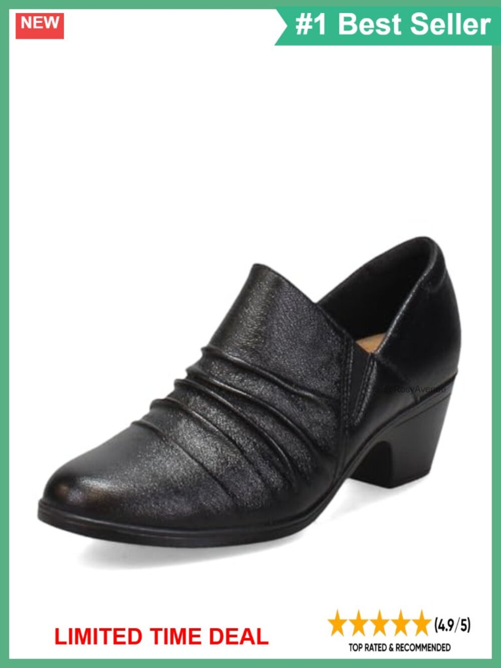 Clarks Leather Pump 2.2 inch Block Heel Slingback Cushioned Pull-On